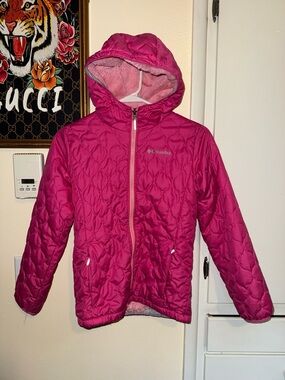 Girls Columbia Pink Hooded Puffer Jacket